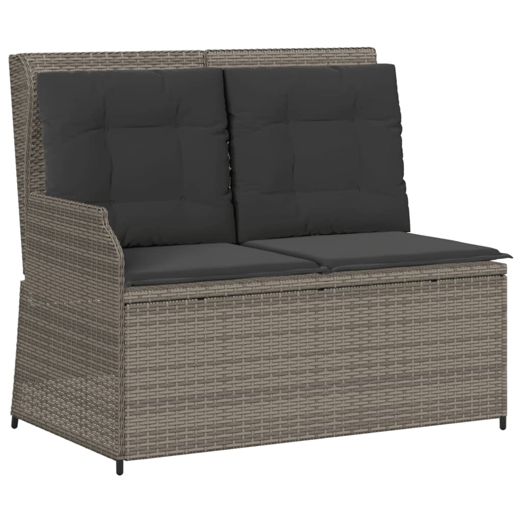 6-tlg. Garten-Lounge-Set mit Kissen Grau Poly Rattan