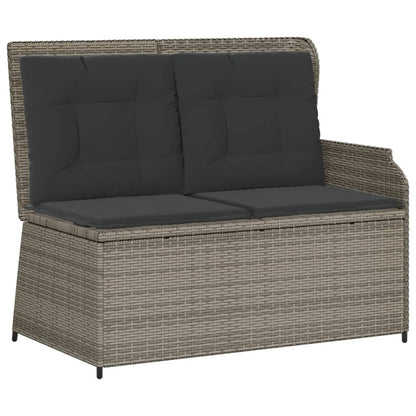 6-tlg. Garten-Lounge-Set mit Kissen Grau Poly Rattan