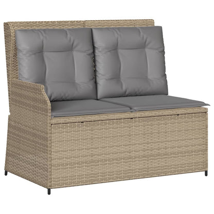 6-tlg. Garten-Lounge-Set mit Kissen Beige Poly Rattan