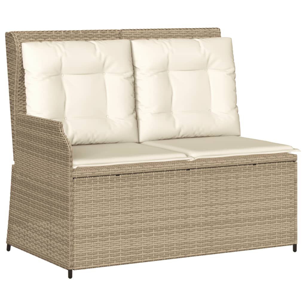 6-tlg. Garten-Lounge-Set mit Kissen Beige Poly Rattan