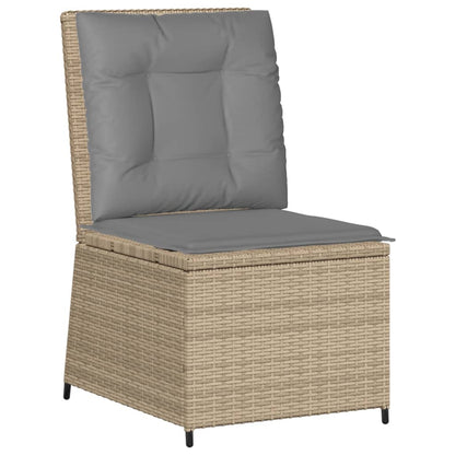 5-tlg. Garten-Lounge-Set mit Kissen Beige Poly Rattan