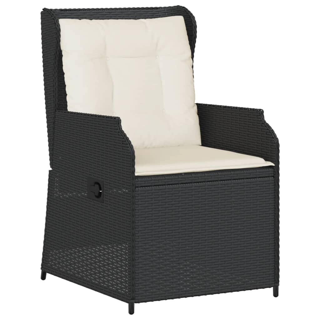 6-tlg. Garten-Lounge-Set mit Kissen Schwarz Poly Rattan