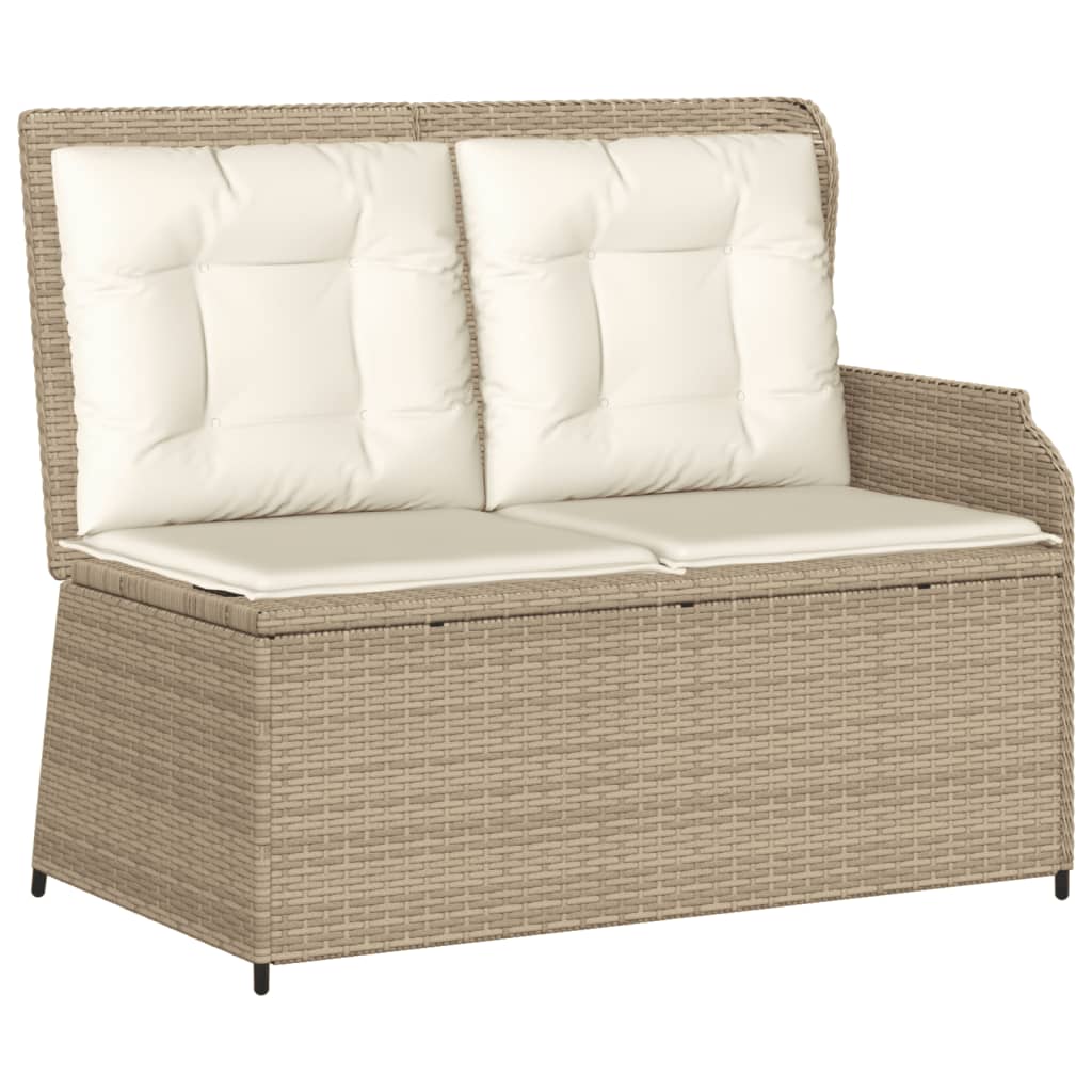 6-tlg. Garten-Lounge-Set mit Kissen Beige Poly Rattan