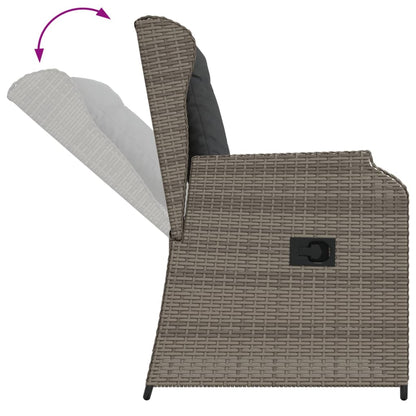 5-tlg. Garten-Lounge-Set mit Kissen Grau Poly Rattan