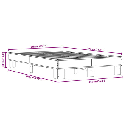 Bettgestell Sonoma-Eiche 140x200 cm Holzwerkstoff und Metall