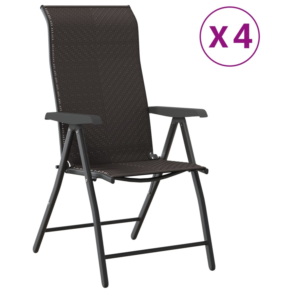 Gartenstühle 4 Stk. Klappbar Schwarz Kaffeebraun Poly Rattan