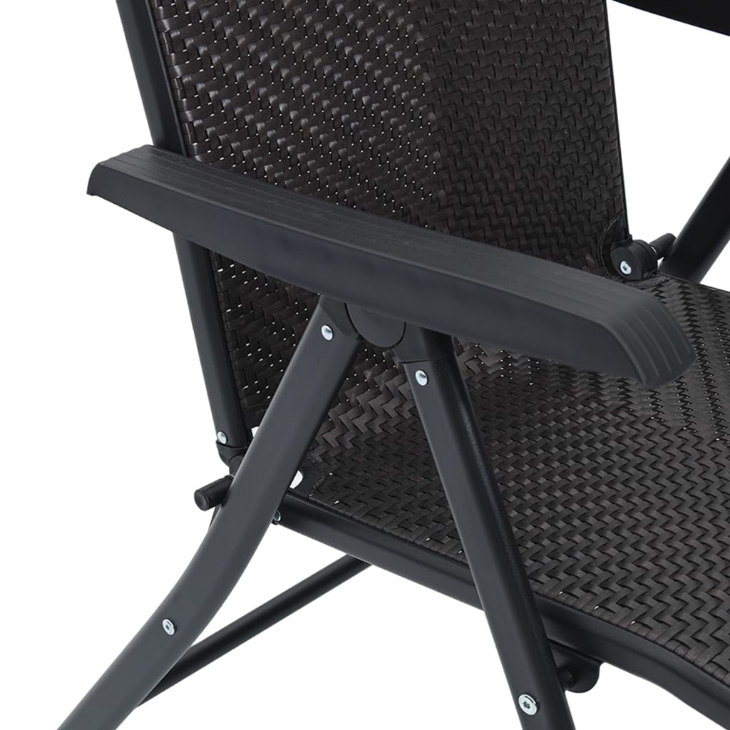 Gartenstühle 4 Stk. Klappbar Schwarz Kaffeebraun Poly Rattan