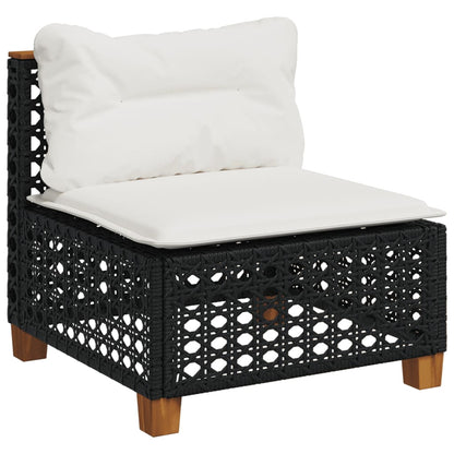 10-tlg. Garten-Sofagarnitur mit Kissen Schwarz Poly Rattan