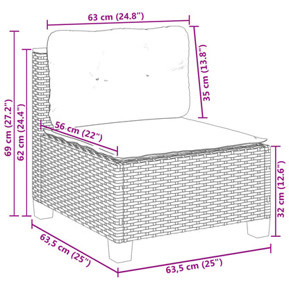 10-tlg. Garten-Sofagarnitur mit Kissen Schwarz Poly Rattan