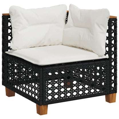 10-tlg. Garten-Sofagarnitur mit Kissen Schwarz Poly Rattan