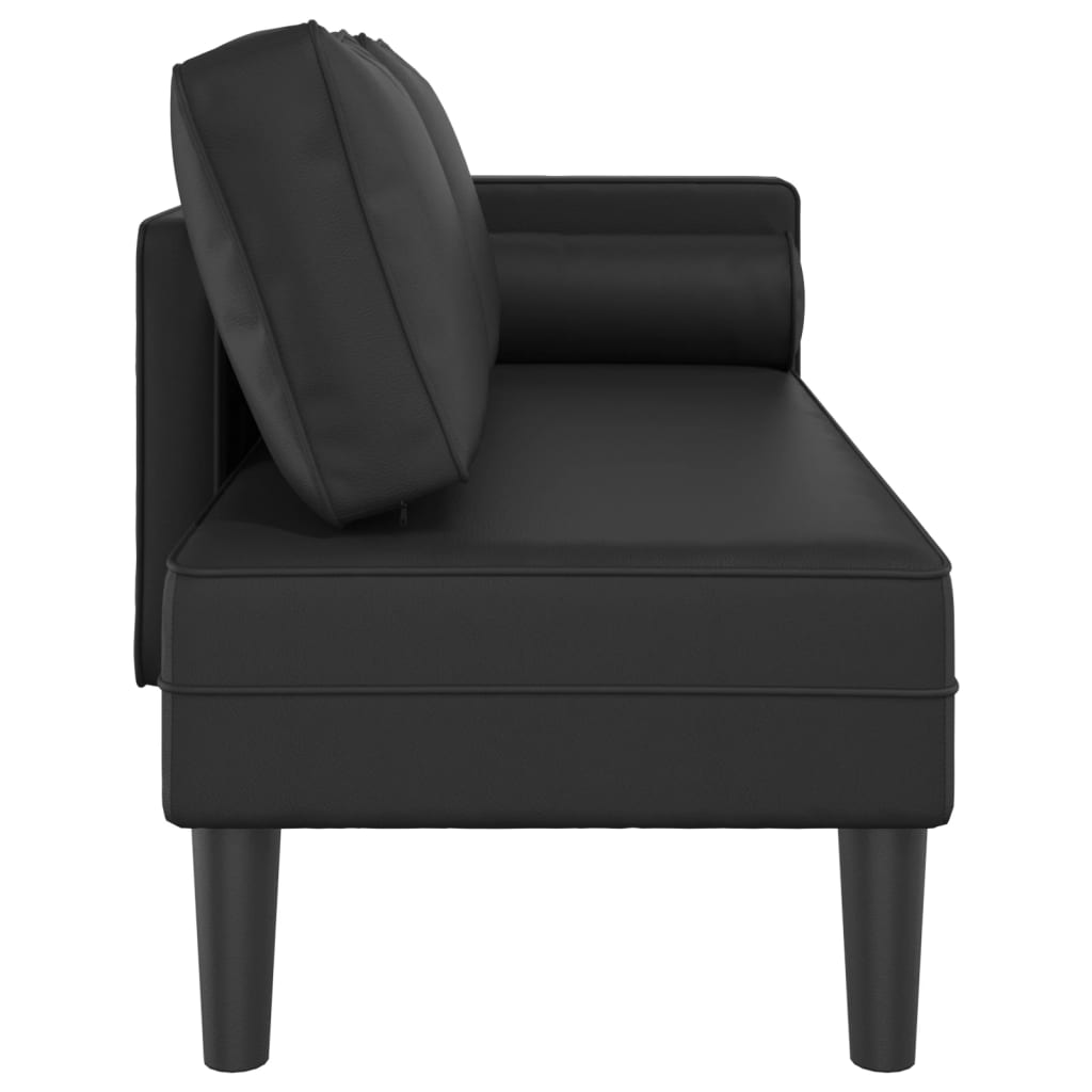 Chaiselongue mit Kissen Schwarz Kunstleder