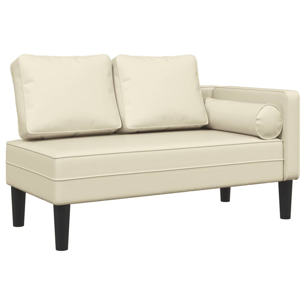 Chaiselongue mit Kissen Creme Kunstleder