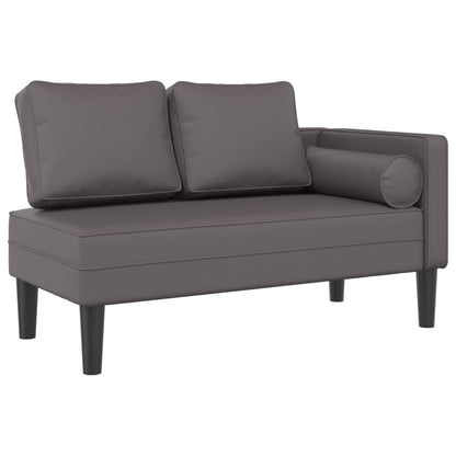 Chaiselongue mit Kissen Grau Kunstleder