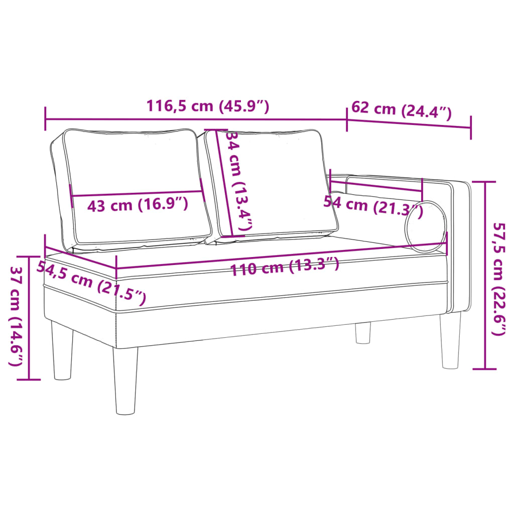 Chaiselongue mit Kissen Grau Kunstleder