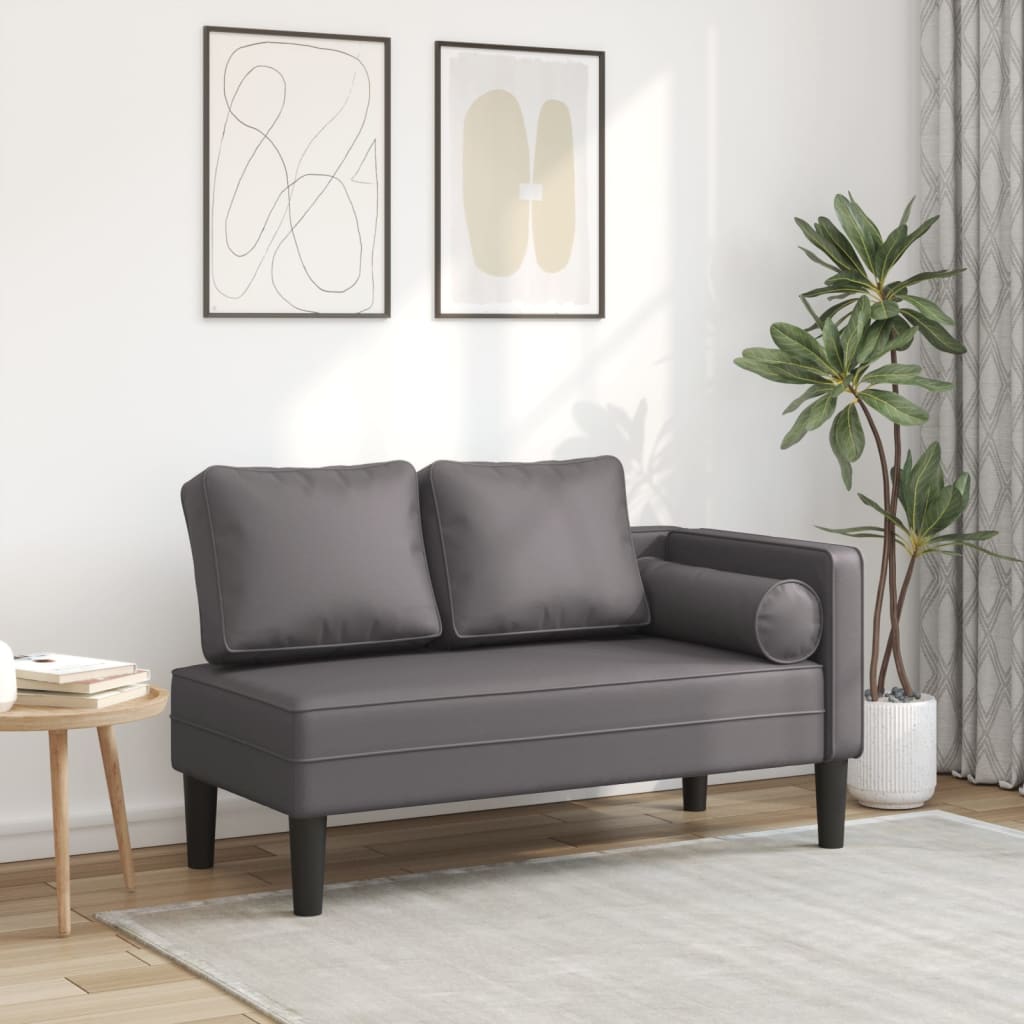 Chaiselongue mit Kissen Grau Kunstleder