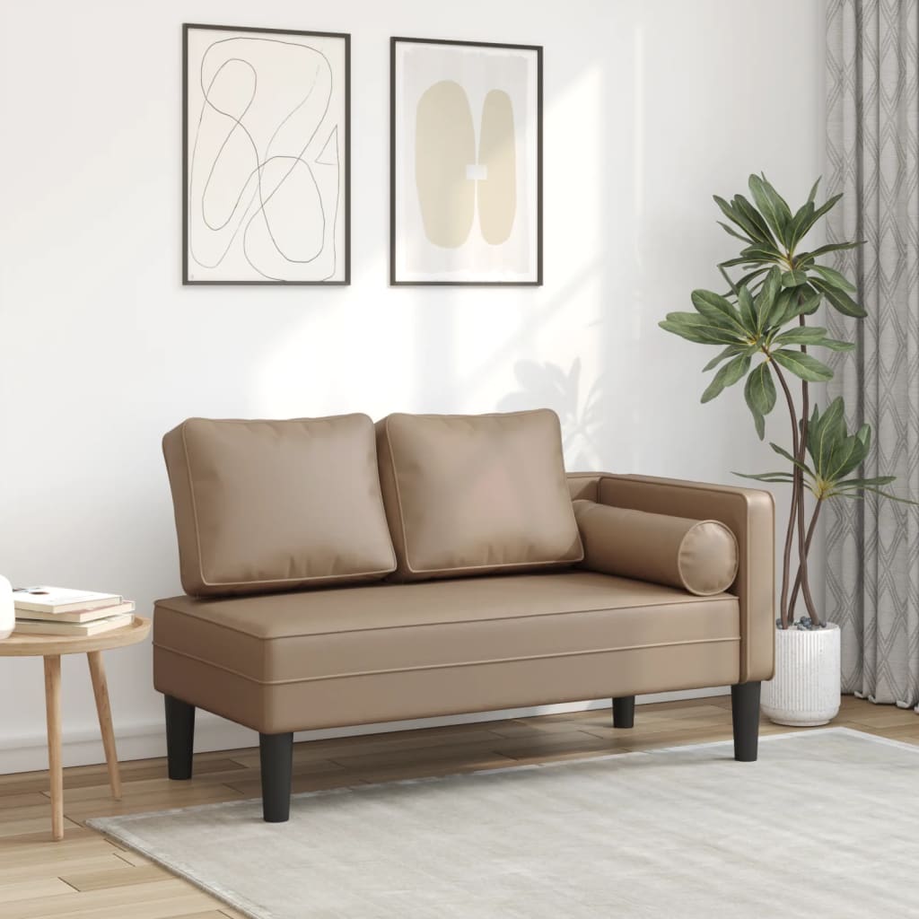 Chaiselongue mit Kissen Cappuccino Kunstleder