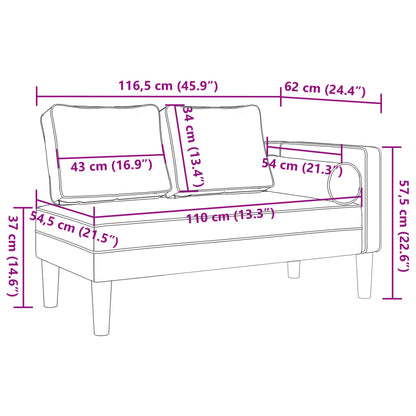 Chaiselongue mit Kissen Dunkelgrau Samt