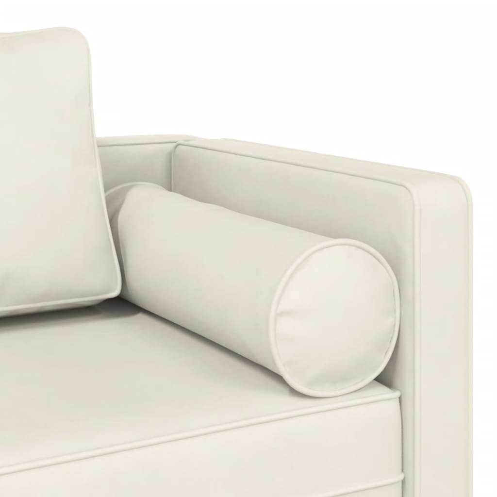 Chaiselongue mit Kissen Creme Samt