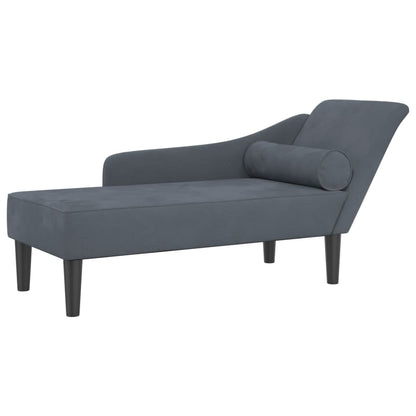 Chaiselongue mit Kissen Dunkelgrau Samt