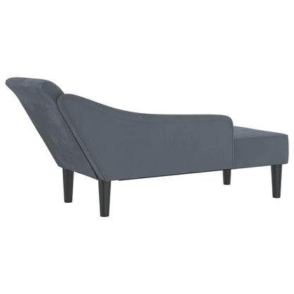 Chaiselongue mit Kissen Dunkelgrau Samt