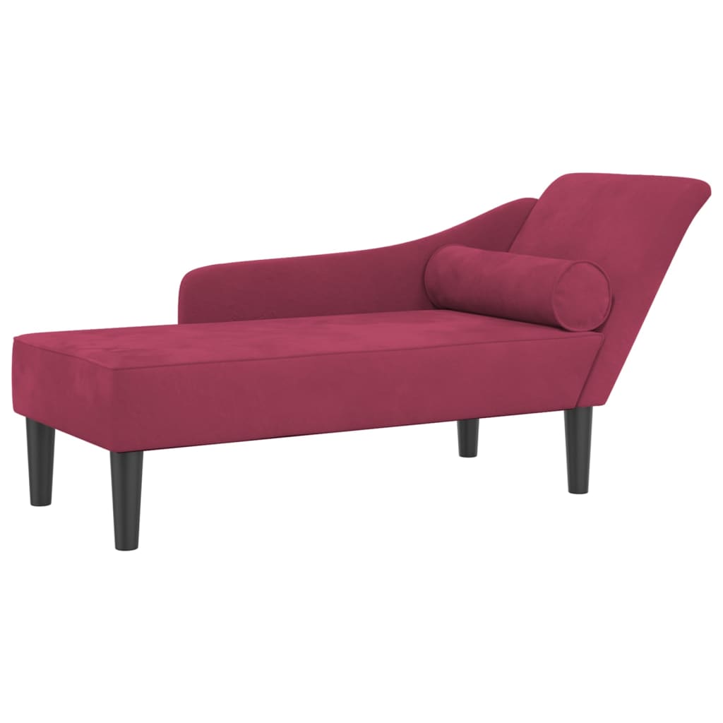 Chaiselongue mit Kissen Weinrot Samt