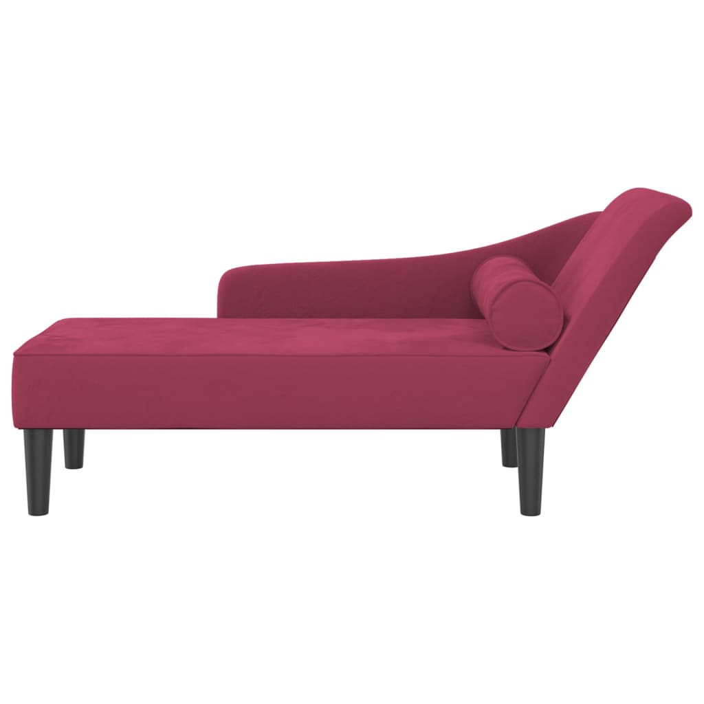 Chaiselongue mit Kissen Weinrot Samt