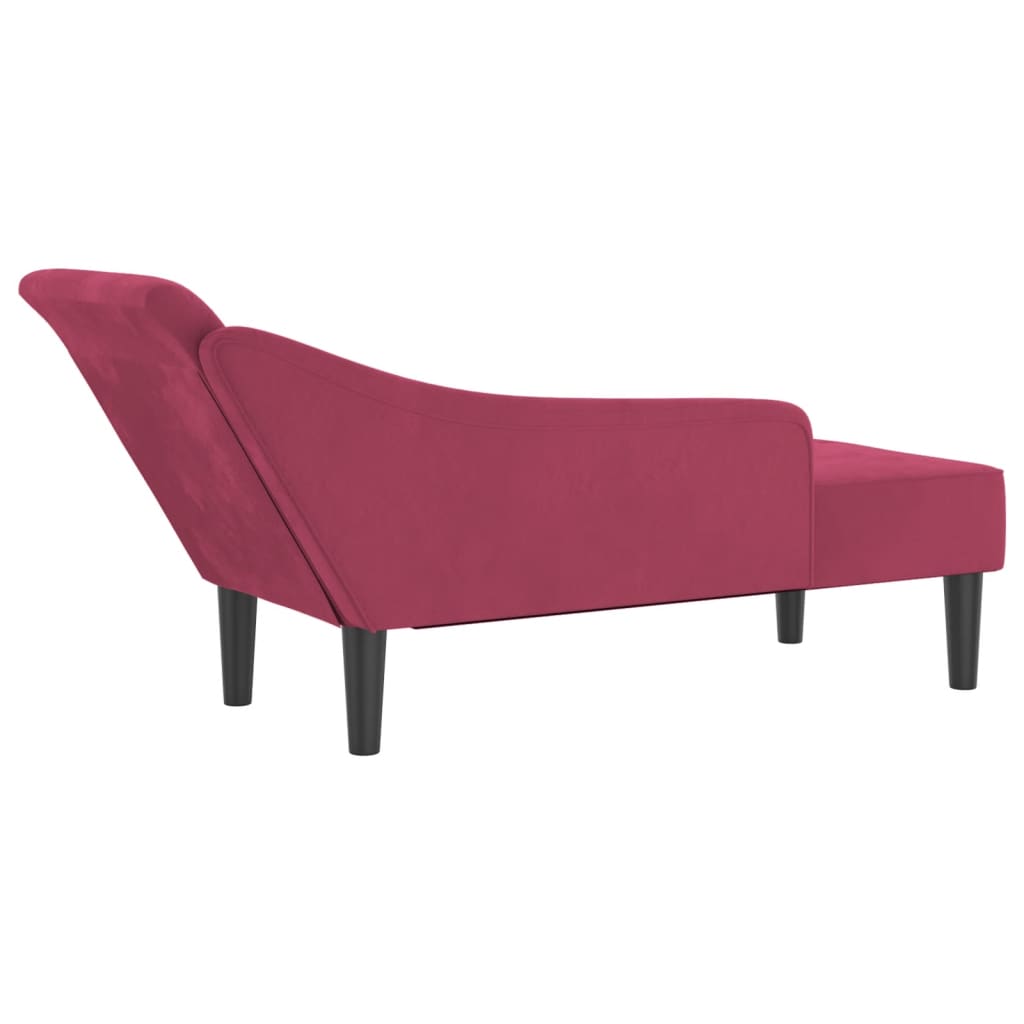 Chaiselongue mit Kissen Weinrot Samt