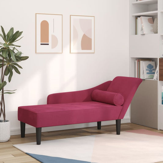 Chaiselongue mit Kissen Weinrot Samt