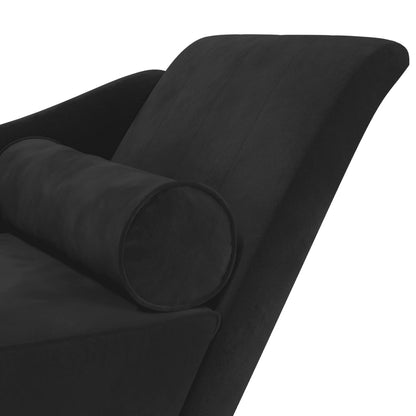 Chaiselongue mit Kissen Schwarz Samt