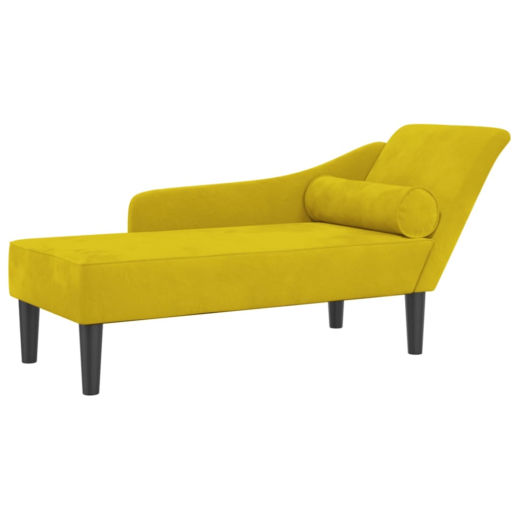 Chaiselongue mit Kissen Gelb Samt