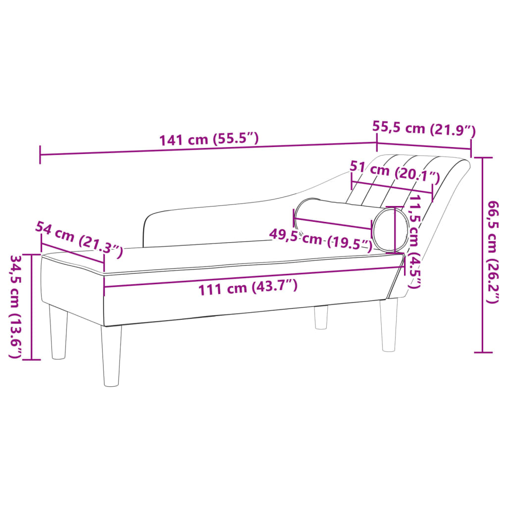 Chaiselongue mit Kissen Gelb Samt