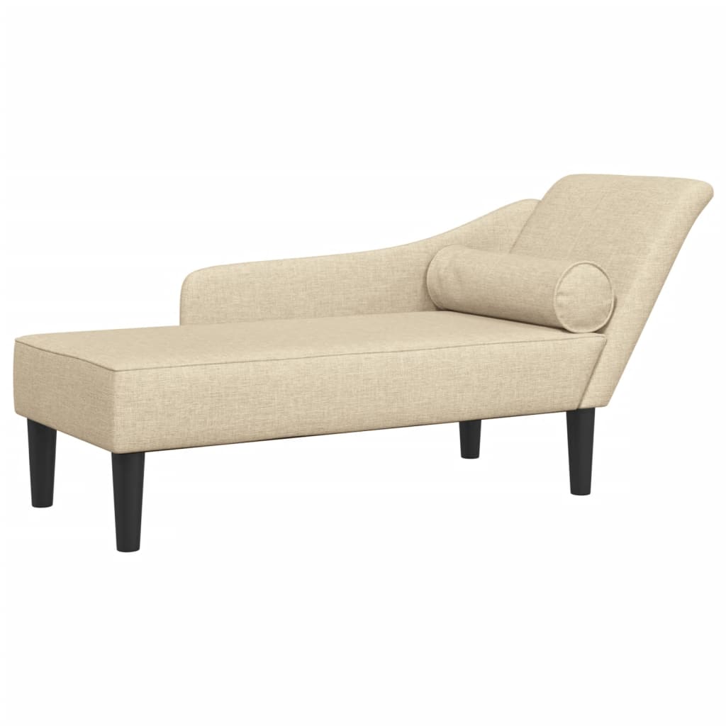 Chaiselongue mit Kissen Creme Stoff