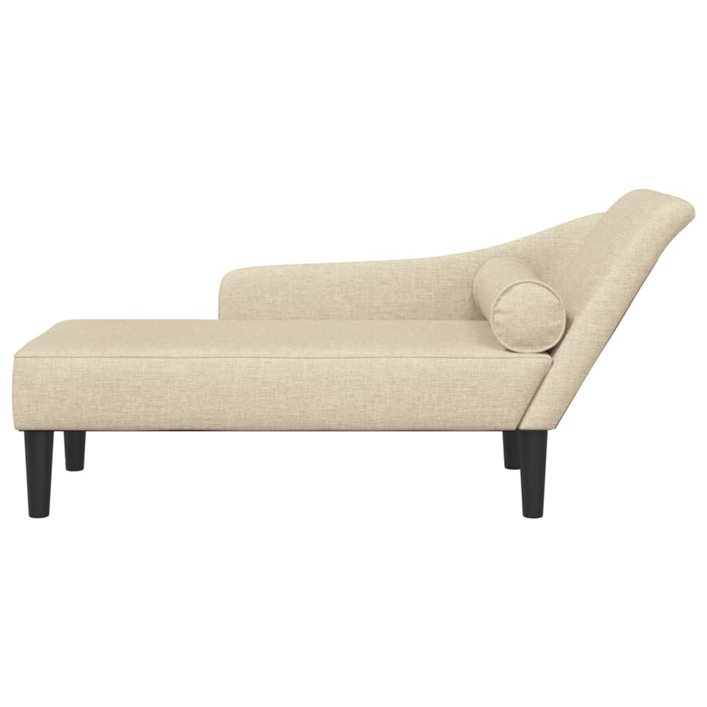 Chaiselongue mit Kissen Creme Stoff