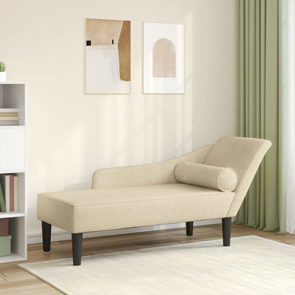 Chaiselongue mit Kissen Creme Stoff