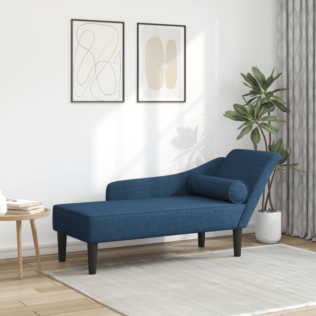 Chaiselongue mit Kissen Blau Stoff