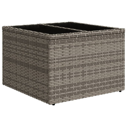2-tlg. Garten-Sofagarnitur mit Kissen Grau Poly Rattan Glas