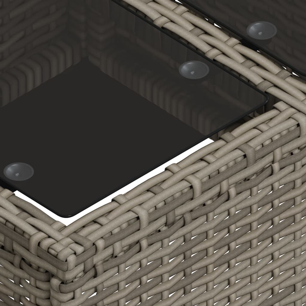 2-tlg. Garten-Sofagarnitur mit Kissen Grau Poly Rattan Glas