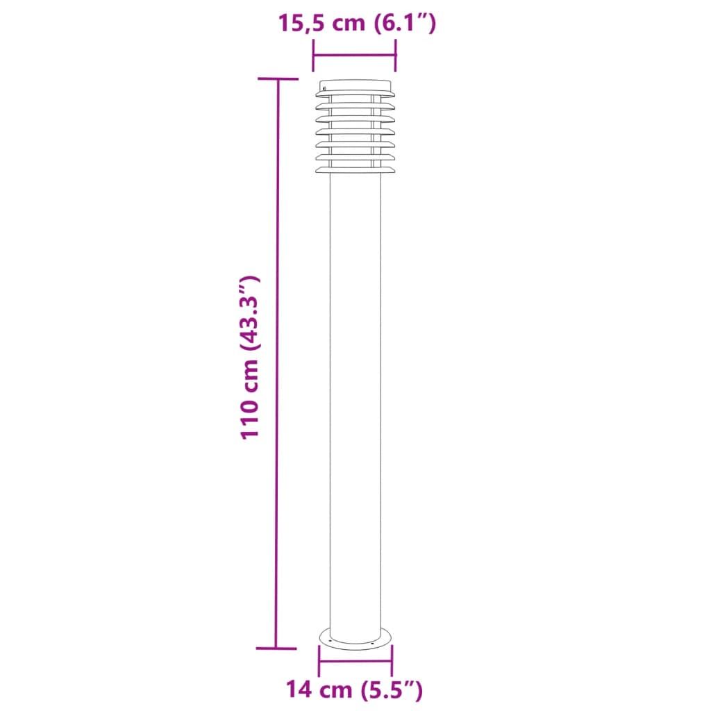 Wegeleuchten 3 Stk. Silbern 110 cm Edelstahl