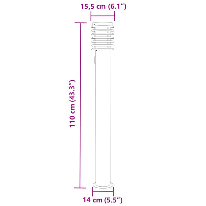 Wegeleuchten mit Steckdose 3 Stk. Silbern 110 cm Edelstahl