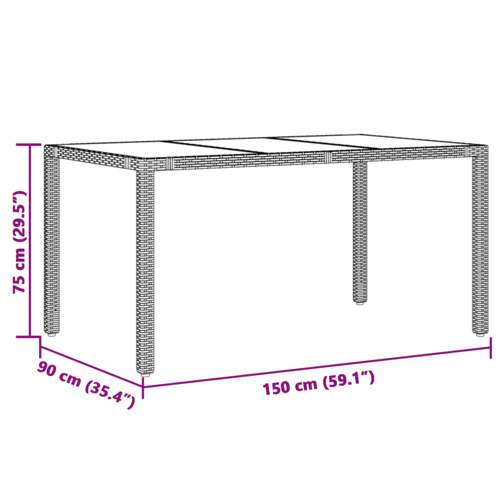 7-tlg. Garten-Essgruppe mit Kissen Schwarz Poly Rattan