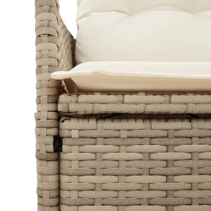 7-tlg. Garten-Essgruppe mit Kissen Beige Poly Rattan