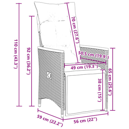 9-tlg. Garten-Essgruppe mit Kissen Schwarz Poly Rattan