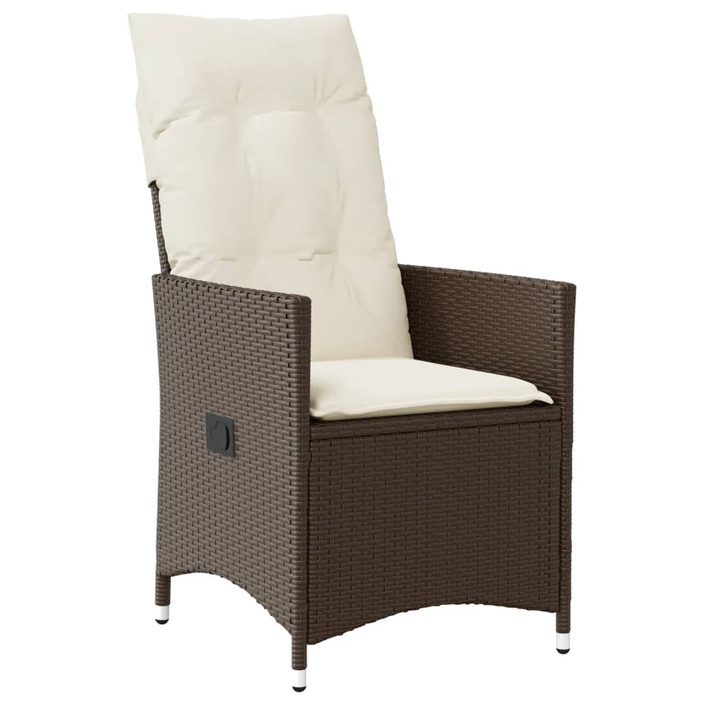 11-tlg. Garten-Bistro-Set mit Kissen Braun Poly Rattan