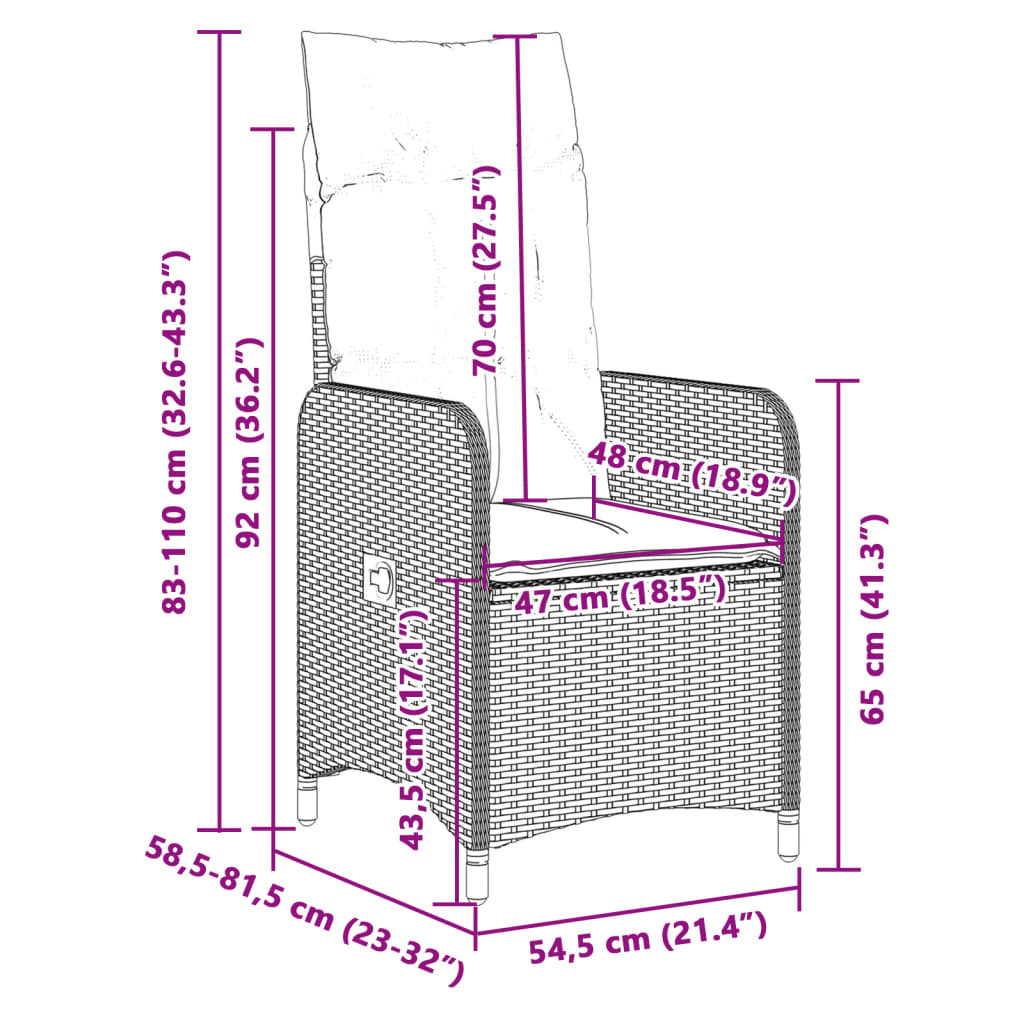 11-tlg. Garten-Bistro-Set mit Kissen Grau Poly Rattan