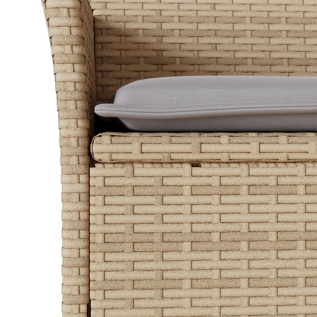 7-tlg. Garten-Essgruppe mit Kissen Beige Poly Rattan und Glas