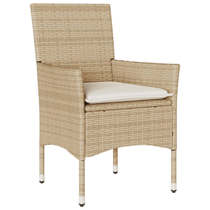 11-tlg. Garten-Essgruppe mit Kissen Beige Poly Rattan und Glas