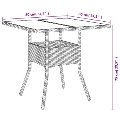 3-tlg. Garten-Essgruppe mit Kissen Schwarz Poly Rattan Glas