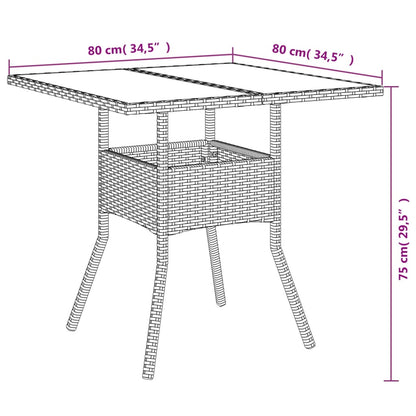 3-tlg. Garten-Essgruppe mit Kissen Beige Poly Rattan und Glas