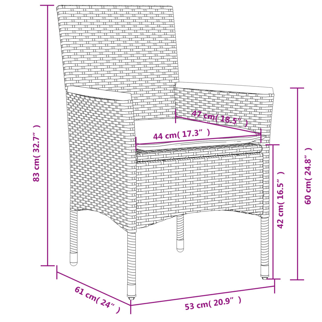 9-tlg. Garten-Essgruppe mit Kissen Schwarz Poly Rattan Akazie