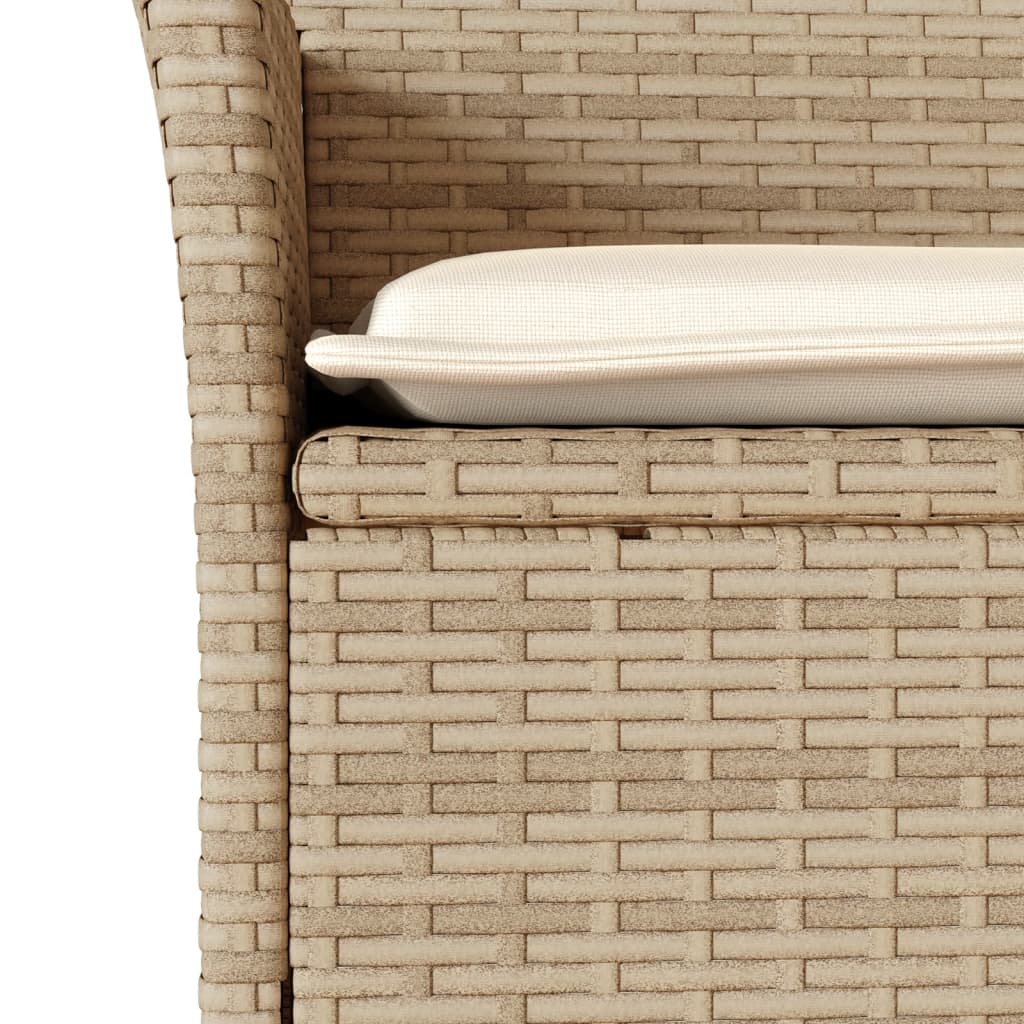 3-tlg. Garten-Essgruppe mit Kissen Beige Poly Rattan Akazie